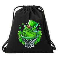 St Patricks Day Shamrock Basketball Irish Leprechaun Drawstring Bag