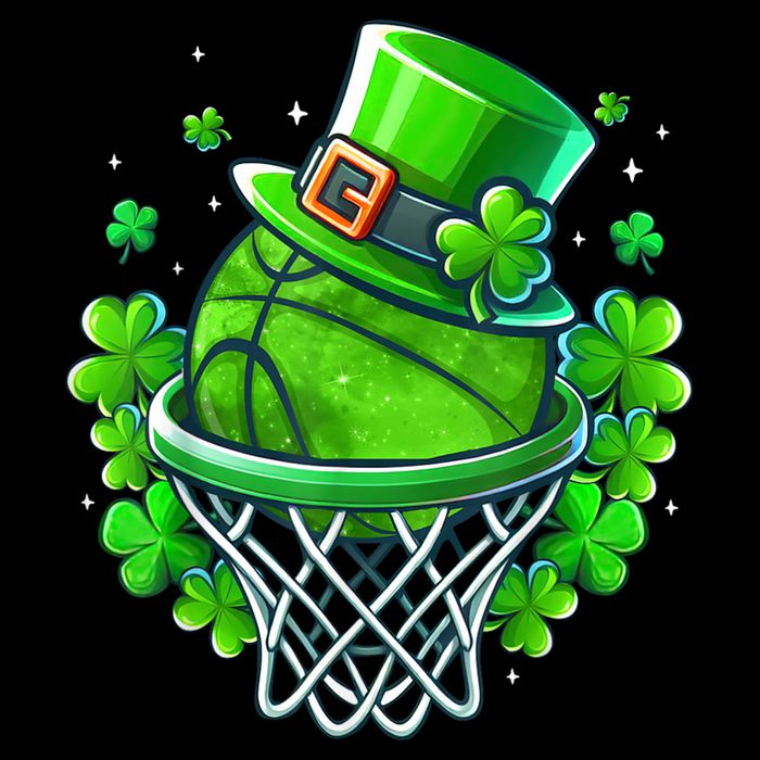 St Patricks Day Shamrock Basketball Irish Leprechaun Drawstring Bag