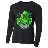 St Patricks Day Shamrock Basketball Irish Leprechaun Cooling Performance Long Sleeve Crew