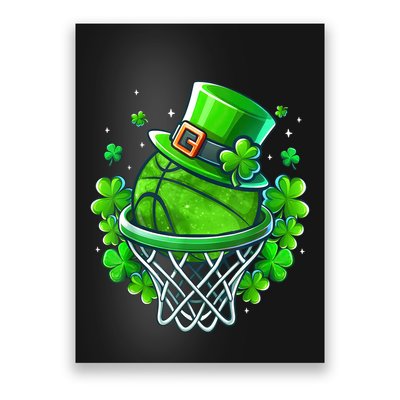 St Patricks Day Shamrock Basketball Irish Leprechaun Poster