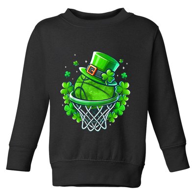 St Patricks Day Shamrock Basketball Irish Leprechaun Toddler Sweatshirt