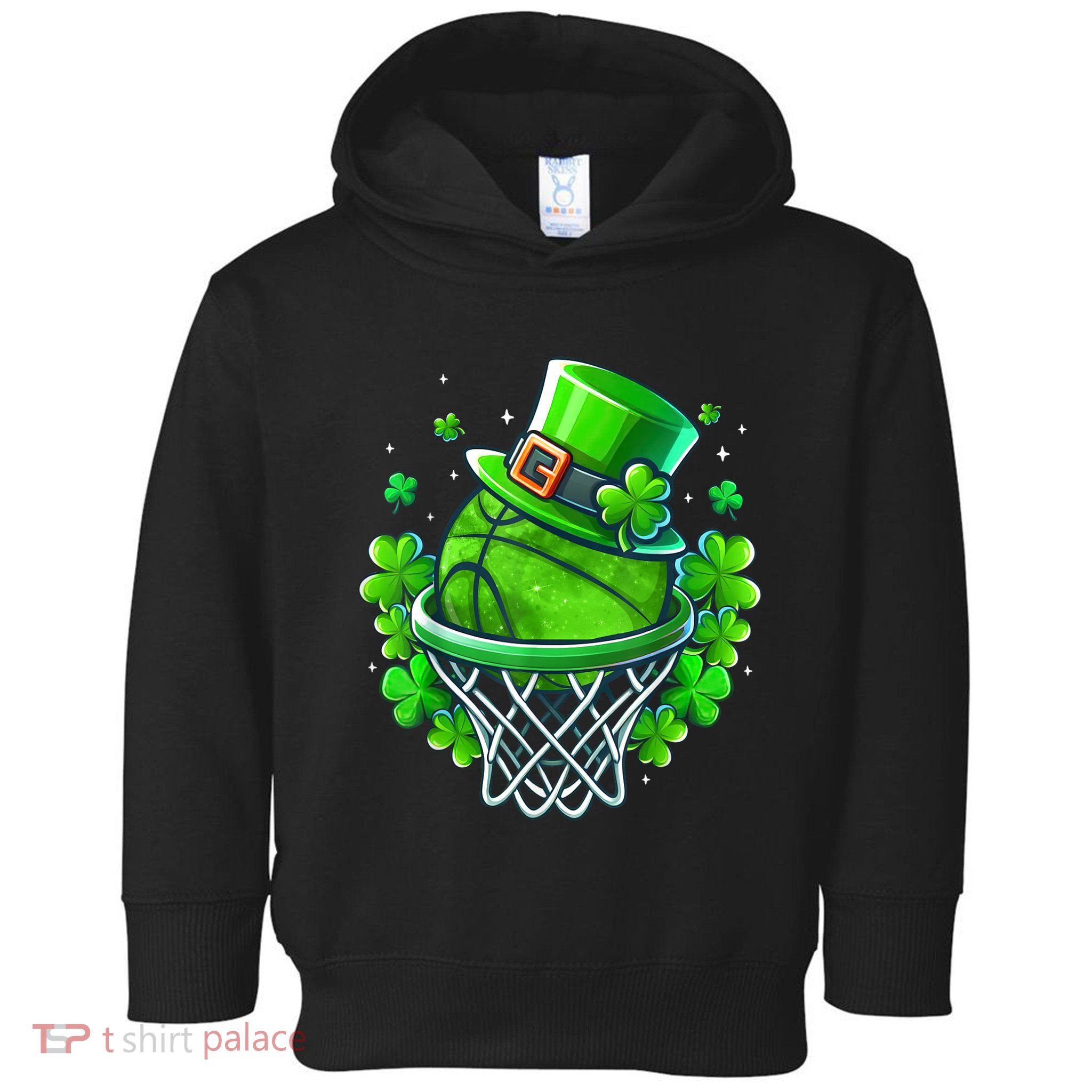 St Patricks Day Shamrock Basketball Irish Leprechaun Toddler Hoodie