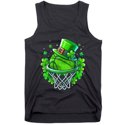 St Patricks Day Shamrock Basketball Irish Leprechaun Tank Top