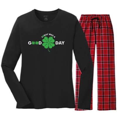 St Patricks Day Today Was A Good Day Women's Long Sleeve Flannel Pajama Set 