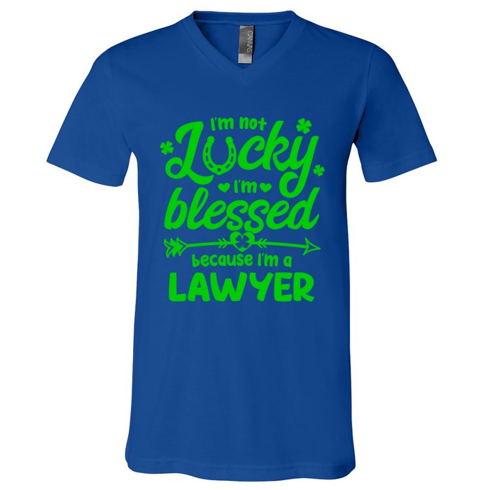 St Patricks Day Not Lucky I'm Blessed Lawyer Christian Gift V-Neck T-Shirt