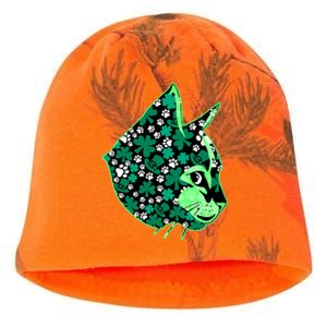 St Patricks Day Clover Irish Cat Lover Shamrock Cat Cute Gift Kati - Camo Knit Beanie