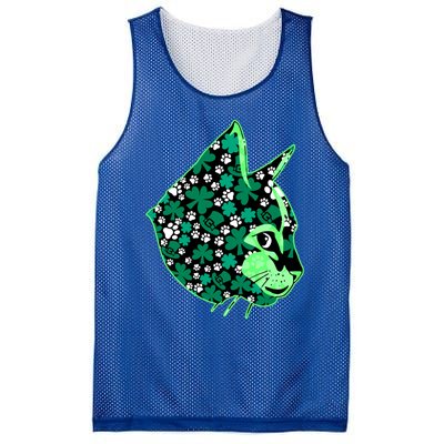 St Patricks Day Clover Irish Cat Lover Shamrock Cat Cute Gift Mesh Reversible Basketball Jersey Tank