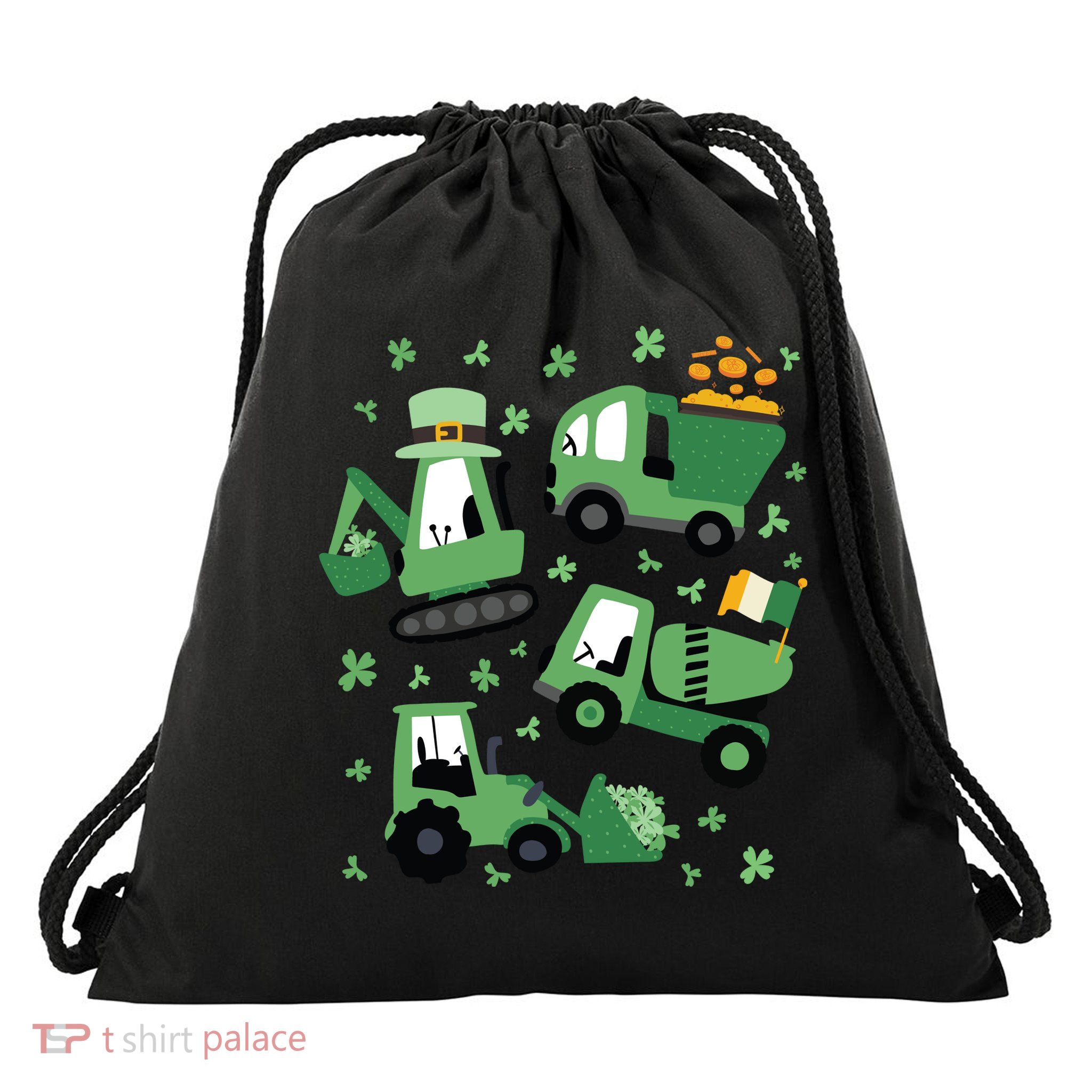 St Patrick's Day Construction Drawstring Bag