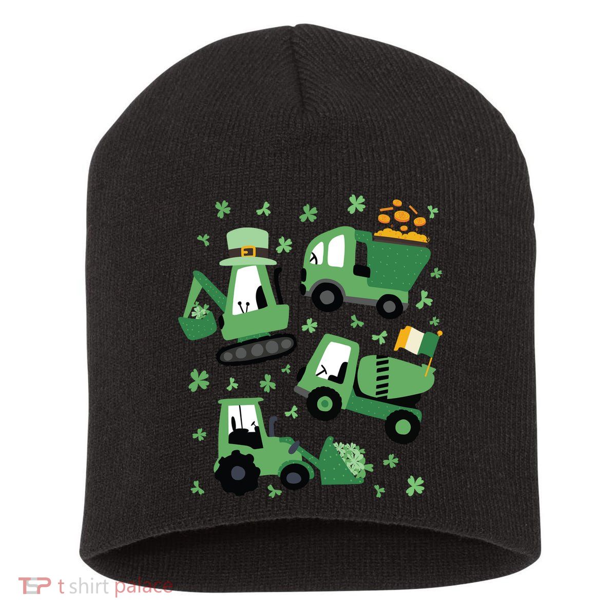 St Patrick's Day Construction Short Acrylic Beanie