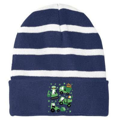 St Patrick's Day Construction Striped Beanie with Solid Band