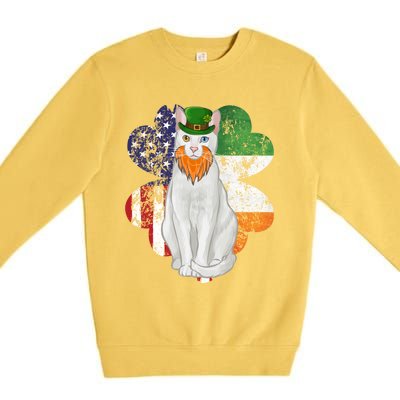 St Patricks Day Irish American Flag Khao Ee Cat Gift Premium Crewneck Sweatshirt