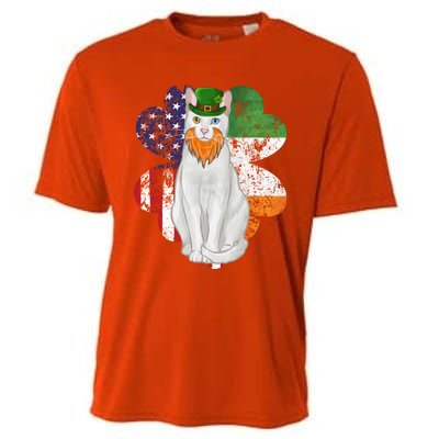 St Patricks Day Irish American Flag Khao Ee Cat Gift Cooling Performance Crew T-Shirt