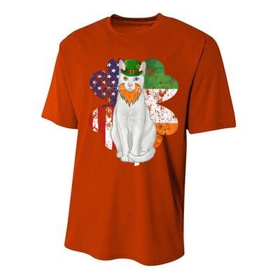 St Patricks Day Irish American Flag Khao Ee Cat Gift Performance Sprint T-Shirt