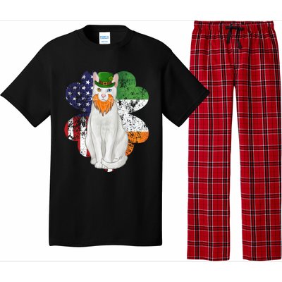 St Patricks Day Irish American Flag Khao Ee Cat Gift Pajama Set