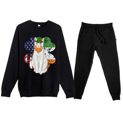 St Patricks Day Irish American Flag Khao Ee Cat Gift Premium Crewneck Sweatsuit Set