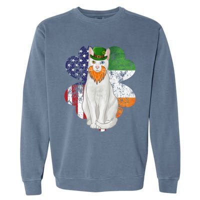 St Patricks Day Irish American Flag Khao Ee Cat Gift Garment-Dyed Sweatshirt