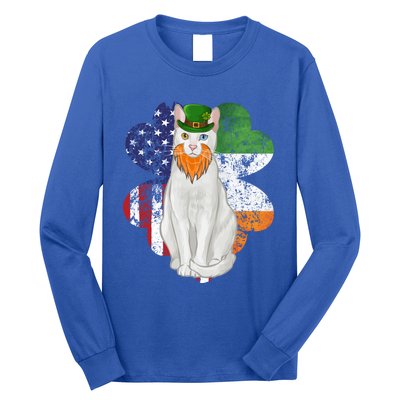 St Patricks Day Irish American Flag Khao Ee Cat Gift Long Sleeve Shirt