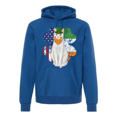 St Patricks Day Irish American Flag Khao Ee Cat Gift Premium Hoodie