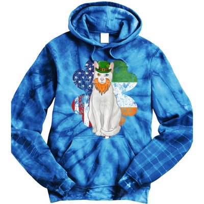 St Patricks Day Irish American Flag Khao Ee Cat Gift Tie Dye Hoodie