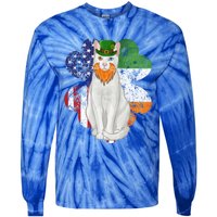 St Patricks Day Irish American Flag Khao Ee Cat Gift Tie-Dye Long Sleeve Shirt