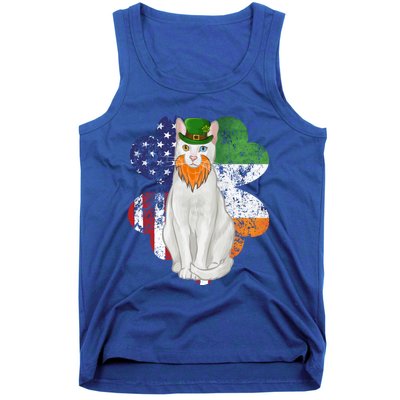 St Patricks Day Irish American Flag Khao Ee Cat Gift Tank Top