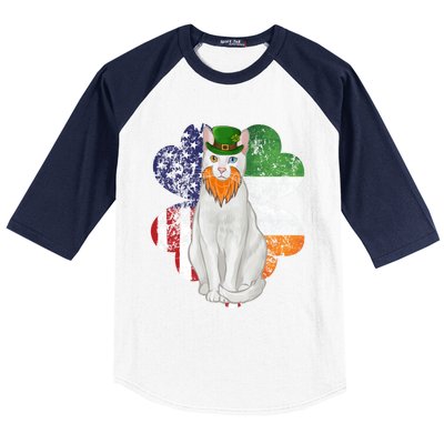 St Patricks Day Irish American Flag Khao Ee Cat Gift Baseball Sleeve Shirt