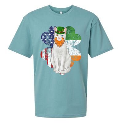 St Patricks Day Irish American Flag Khao Ee Cat Gift Sueded Cloud Jersey T-Shirt