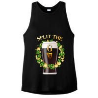 St Patricks Day Split the G Beer Lover Ladies PosiCharge Tri-Blend Wicking Tank