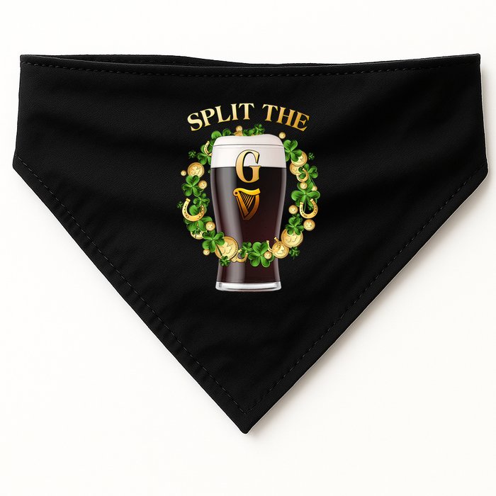St Patricks Day Split the G Beer Lover USA-Made Doggie Bandana