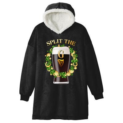 St Patricks Day Split the G Beer Lover Hooded Wearable Blanket