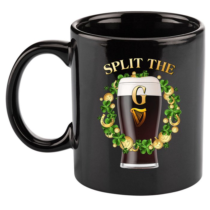 St Patricks Day Split the G Beer Lover 11oz C Handle Ceramic Mug