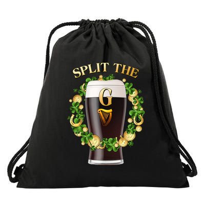 St Patricks Day Split the G Beer Lover Drawstring Bag