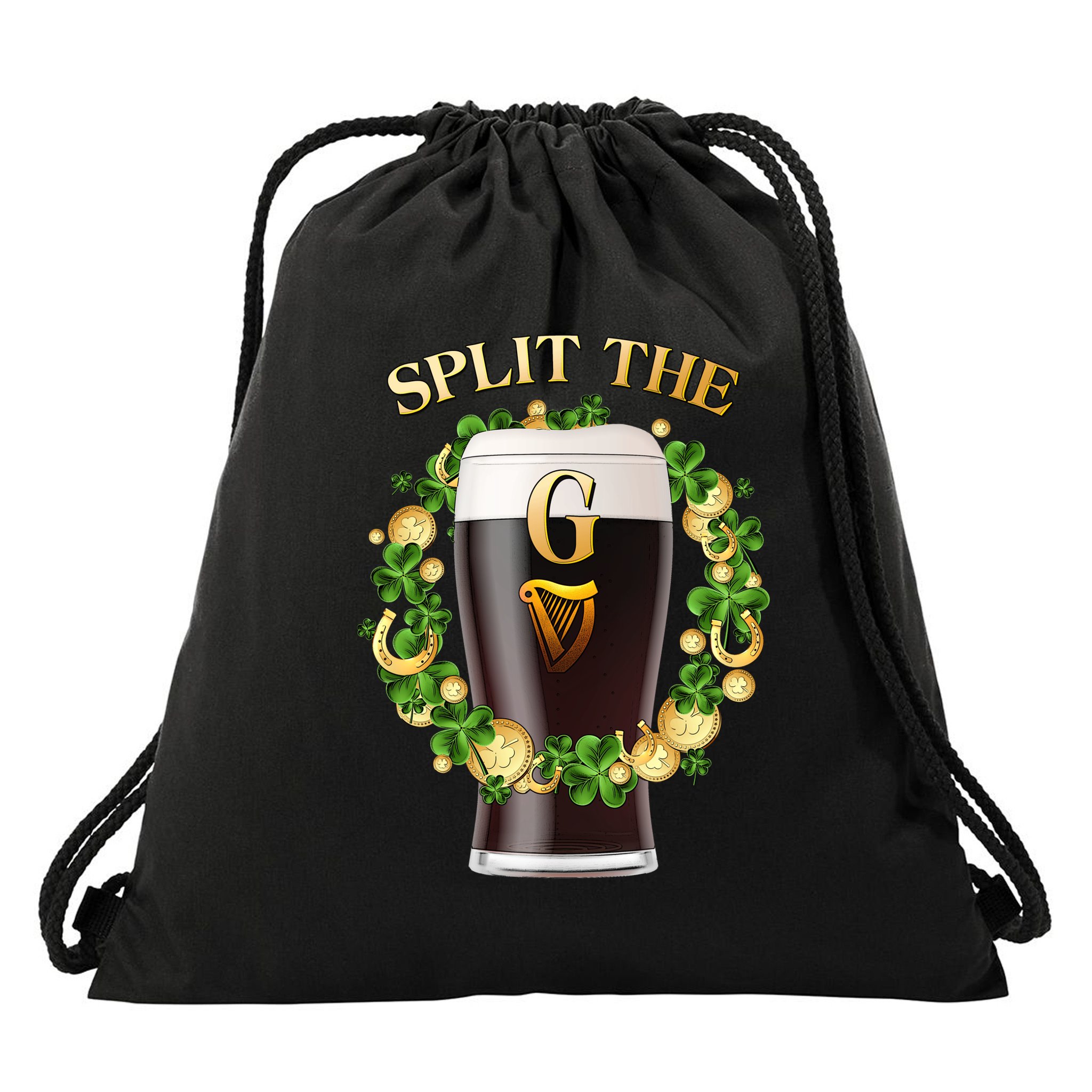 St Patricks Day Split the G Beer Lover Drawstring Bag