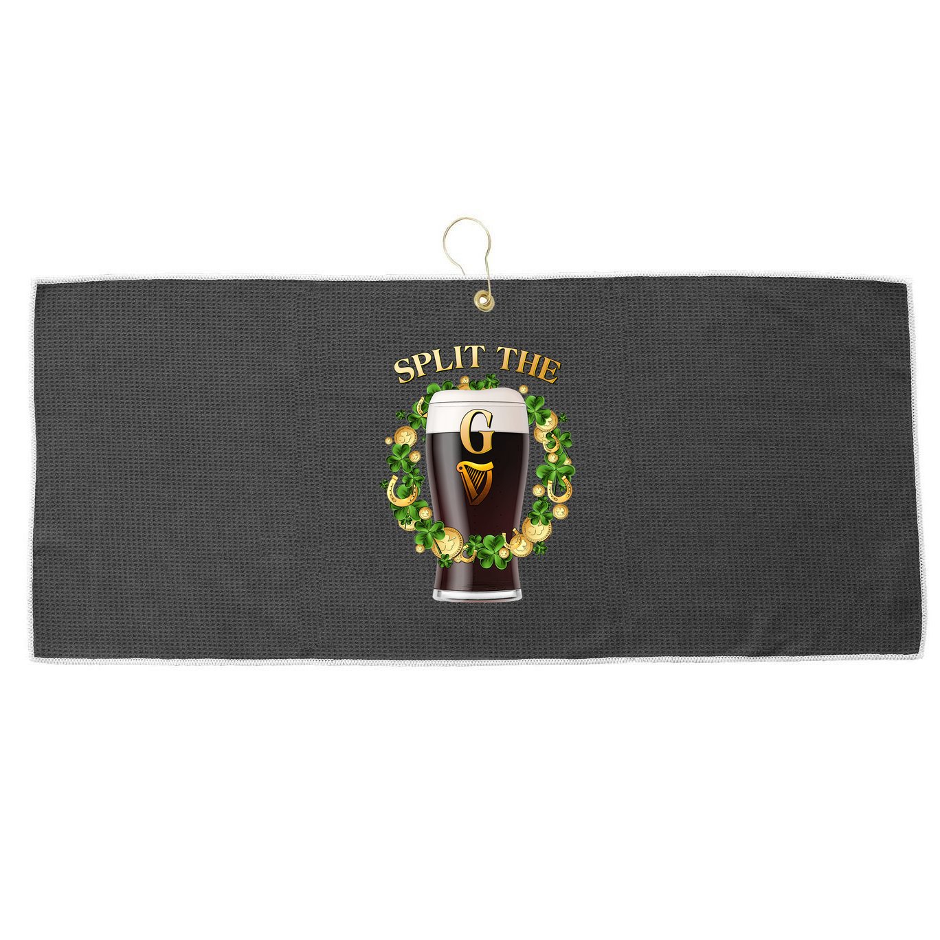 St Patricks Day Split the G Beer Lover Large Microfiber Waffle Golf Towel