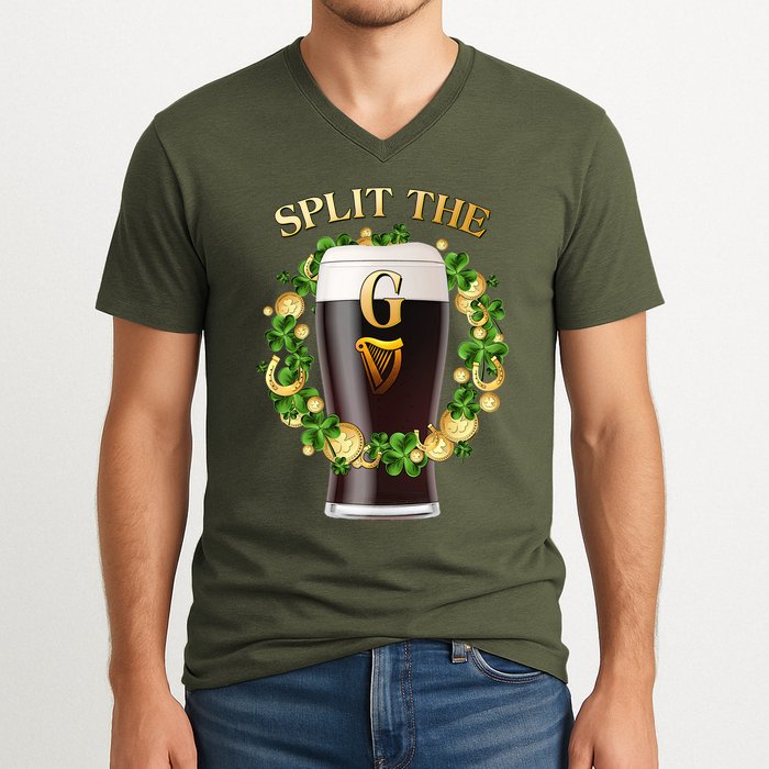 St Patricks Day Split the G Beer Lover V-Neck T-Shirt