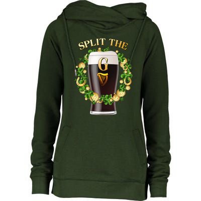 St Patricks Day Split the G Beer Lover Womens Funnel Neck Pullover Hood