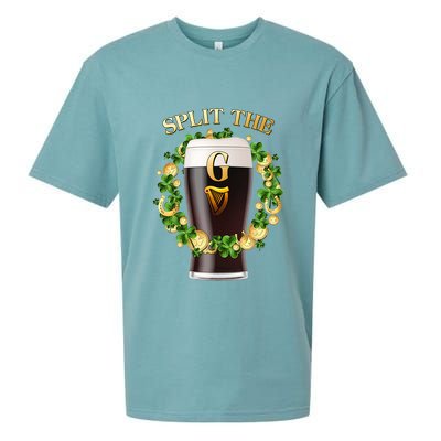 St Patricks Day Split the G Beer Lover Sueded Cloud Jersey T-Shirt