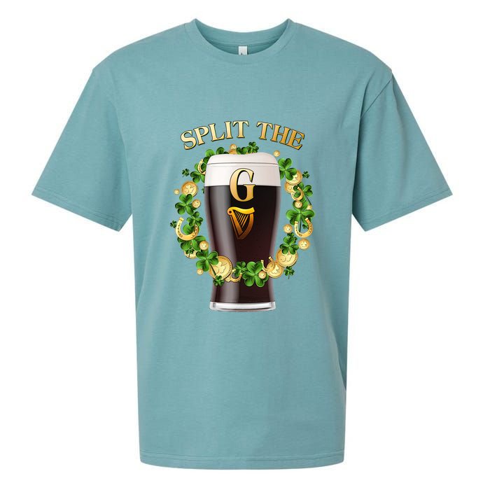St Patricks Day Split the G Beer Lover Sueded Cloud Jersey T-Shirt