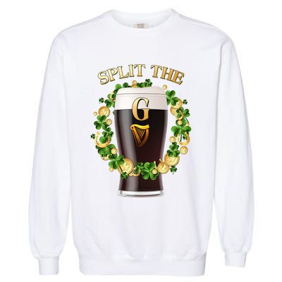 St Patricks Day Split the G Beer Lover Garment-Dyed Sweatshirt