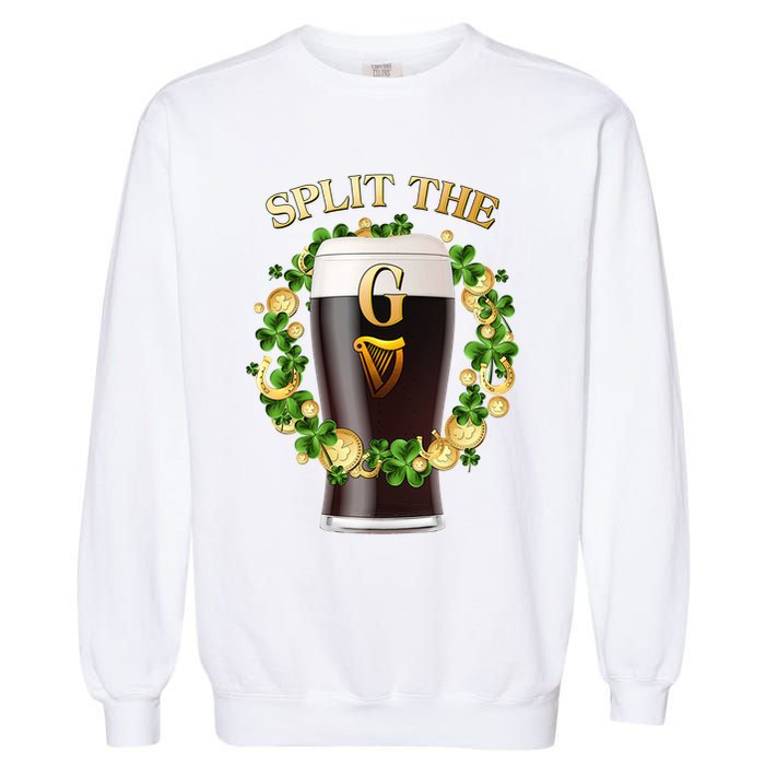 St Patricks Day Split the G Beer Lover Garment-Dyed Sweatshirt