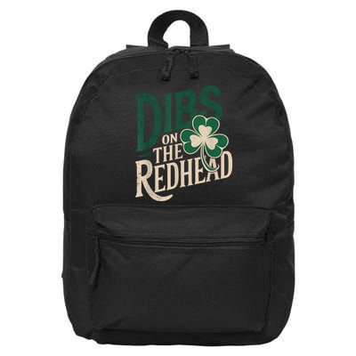 St Patricks Day Irish Shamrock Dibs On The Redhead 16 in Basic Backpack