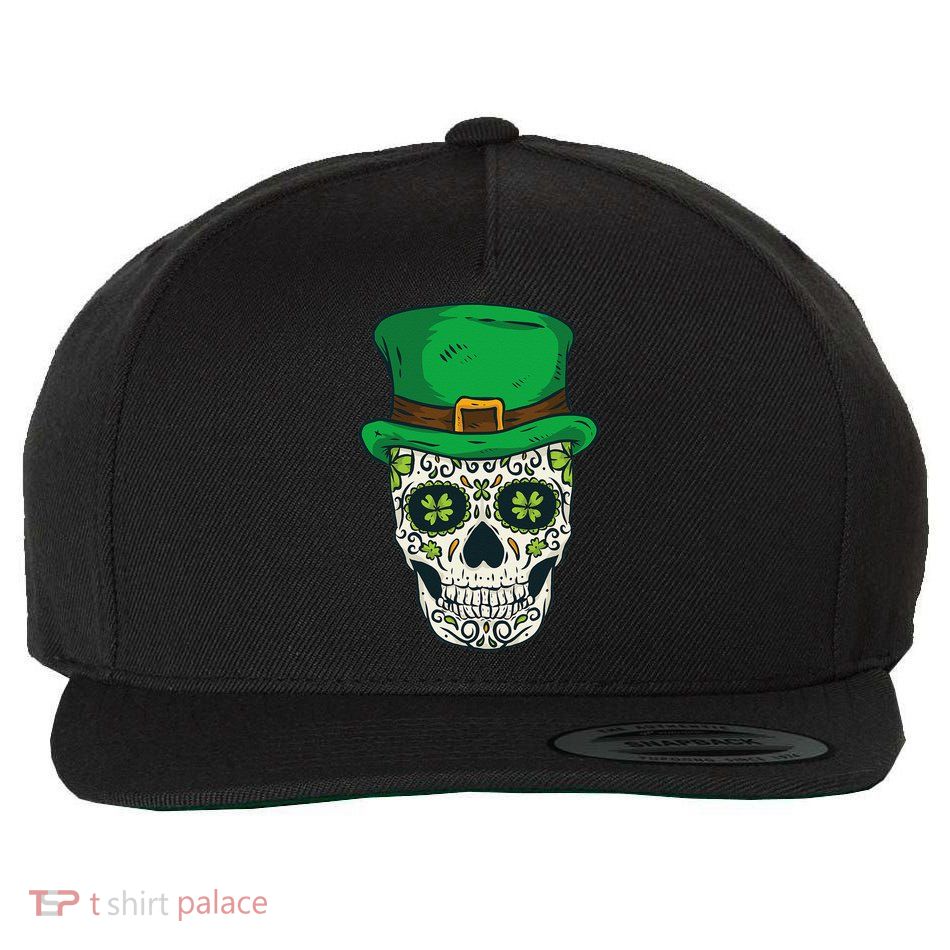 St Patrick's Day Sugar Skull Day Of Dead Saint Patricks Wool Snapback Cap