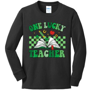 St Patricks Day Teacher Shirt One Lucky Teacher Shamrock Kids Long Sleeve Shirt