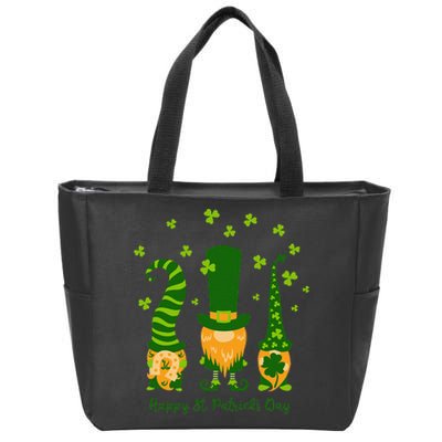 Saint Patrick's Day,3 Gnomes Bring Luck Clover, Horseshoe Zip Tote Bag