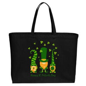 Saint Patrick's Day,3 Gnomes Bring Luck Clover, Horseshoe Cotton Canvas Jumbo Tote