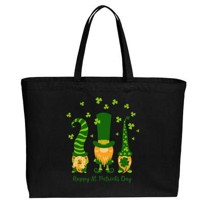 Saint Patrick's Day,3 Gnomes Bring Luck Clover, Horseshoe Cotton Canvas Jumbo Tote