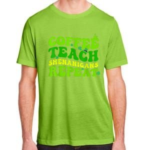 St Patricks Day Coffee Teach Shenanigans Repeat Teacher Adult ChromaSoft Performance T-Shirt