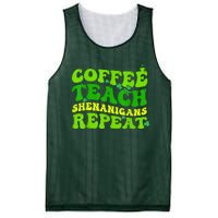 St Patricks Day Coffee Teach Shenanigans Repeat Teacher Mesh Reversible Basketball Jersey Tank