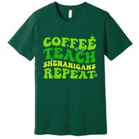 St Patricks Day Coffee Teach Shenanigans Repeat Teacher Premium T-Shirt