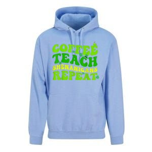 St Patricks Day Coffee Teach Shenanigans Repeat Teacher Unisex Surf Hoodie